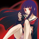  bangs black_hair blunt_bangs enma_ai haruyama_kazunori hime_cut jigoku_shoujo lowres panties red_eyes school_uniform serafuku underwear 