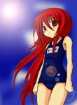  lens_flare one-piece_swimsuit red_eyes redhead school_swimsuit shakugan_no_shana shana sky swimsuit 