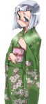  1girl blush female gengorou japanese_clothes kimono konpaku_youmu simple_background solo touhou white_background yukata 