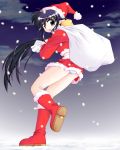  andou_mahoro blue_hair christmas green_eyes highres mahoromatic panties pantyshot santa_costume snow underwear 