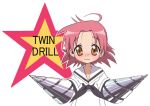  1girl blush brown_eyes drill drill_hair english guitar_(artist) guitar_(guitars) kogami_akira lucky_star pink_hair solo twin_drills 