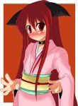  animal_ears blush cat_ears choker japanese_clothes kimono long_hair red_eyes redhead shakugan_no_shana shana 
