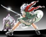  1girl boar crossover gengorou hitodama katana konpaku_youmu konpaku_youmu_(ghost) mononoke_hime solo sword touhou weapon 