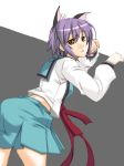  1girl animal_ears cat_ears nagato_yuki ribi school_uniform serafuku simple_background solo suzumiya_haruhi_no_yuuutsu 