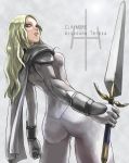  1girl armor ass bodysuit claymore claymore_(sword) face solo sword tea_(nakenashi) teresa weapon 