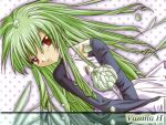  00s 1girl broccoli_(company) galaxy_angel green_hair red_eyes solo vanilla_h wallpaper 