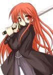  cloak katana long_hair red_eyes redhead shakugan_no_shana shana sword weapon 