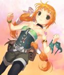  1girl armpits choker corset ginny_knights green_eyes legwear_under_shorts long_hair multi-tied_hair orange_hair pantyhose saga saga_frontier saga_frontier_2 shorts solo tattoo uni very_long_hair virginia_knights 