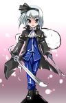  1girl coat female gengorou hitodama katana konpaku_youmu konpaku_youmu_(ghost) solo sword touhou weapon 
