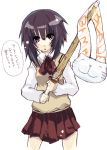  bamboo_blade himukai_yuusuke kawazoe_tamaki school_uniform serafuku shinai sweater_vest sword vest weapon 
