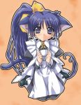  00s 1girl animal_ears blue_eyes blue_hair bow cat_ears itou_noemi long_hair lowres solo tea with_you yellow_bow 