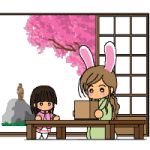  00s animal_ears animated animated_gif cherry_blossoms futari_wa_precure lowres maria-sama_ga_miteru mepple mipple nijou_noriko precure rabbit_ears toudou_shimako 