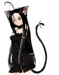  animal_ears antenna_hair black_eyes black_hair cat_ears cat_tail dress elbow_gloves eyeshadow glasses gloves gothic heart leather long_hair makeup photoshop tail tail_ornament wings 