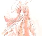  1girl animal_ears blush female long_hair orange_(color) rabbit_ears reisen_udongein_inaba sketch smile solo touhou very_long_hair 