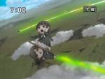  2girls bangs blunt_bangs braid chibi clock clockshow crossover digital_clock eureka_seven eureka_seven_(series) flying hasekura_rei katwu_(gensou_ninja_yashiki) maria-sama_ga_miteru multiple_girls open_mouth parody photoshop shimazu_yoshino 