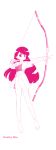  1girl absurdres archery arrow bow_(weapon) highres jitama_(bou) long_hair mahoromatic monochrome muneate solo tabi todoriki_rin very_long_hair weapon yugake 