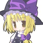  1girl blonde_hair braid buttons chibi female hair_ribbon hat kirisame_marisa mirai_(sugar) ribbon solo touhou tress_ribbon witch_hat 