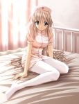  1girl bed duplicate nurse original pantyhose posted_three_times shiragi smile solo 