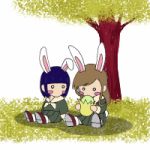  00s animal_ears animated animated_gif ginkgo lowres maria-sama_ga_miteru nijou_noriko rabbit_ears toudou_shimako 