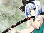  1girl female hairband hiiragi_ryou katana konpaku_youmu scabbard sheath sheathed short_hair silver_hair solo sword touhou upper_body weapon 