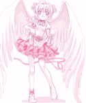  1girl 90s card_captor_sakura child garters hoshi_no_tsue kinomoto_sakura kodansha magical_girl monochrome mutsuki_(moonknives) oekaki pink solo white_background wings 