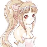  1girl animal_ears bare_shoulders blush breasts brown_hair cleavage detached_sleeves flat_chest fushigiboshi_no_futago_hime leonne long_hair pink_eyes ponytail sketch small_breasts solo yuuichi_(tareme_paradise) 