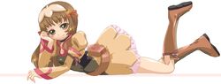  1girl blush boots knee_boots lying on_stomach re_mii shiwo solo zoids zoids_genesis 