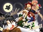  00s 1boy 4girls animal_costume antlers blonde_hair bow christmas everyone hina_ichigo kunkun multiple_girls pink_bow reindeer_costume rozen_maiden sakurada_jun shinku sleigh souseiseki suigintou suiseiseki 