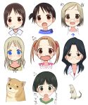  6+girls ana_coppola blue_eyes blush bob_cut child cigarette dog expressions face fang glasses ichigo_mashimaro itou_chika itou_nobue john looking_at_viewer matsuoka_miu multiple_girls sakuragi_matsuri satake satake_(ichigo_mashimaro) short_hair siblings simple_background sisters sweatdrop twintails 