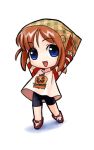  1girl arms_up bandanna blue_eyes chibi child fang flower lily_of_the_valley plaid pumpkin solo suigetsu waha yamato_suzuran 