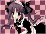  1girl blush brown_hair hair_ribbon maid maid_headdress original ribbon ryouka_(suzuya) solo twintails 