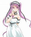  1girl dress euryale fate/hollow_ataraxia fate/stay_night fate_(series) long_hair mizutani_hozumi pink_eyes pink_hair solo stheno strapless strapless_dress twintails very_long_hair 