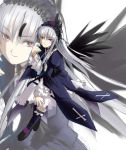  00s 1girl eretto pale_skin pink_eyes rozen_maiden silver_hair solo suigintou wings zoom_layer 