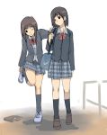  2girls blazer multiple_girls original pleated_skirt school_uniform shihira_tatsuya skirt 