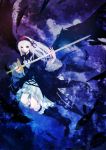  cpux4 dress frills hairband highres knee_boots long_hair purple_eyes rozen_maiden silver_hair suigintou sword violet_eyes weapon wings 