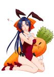  bare_legs blown_kiss blue_eyes blue_hair bunny_ears bunnysuit carrot flying_kiss highres kamiya_kaoru rabbit_ears rurouni_kenshin sayaka_(artist) wink 