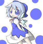  arms_behind arms_behind_back blue_eyes blue_hair chibi cirno looking_back short_hair touhou wings 