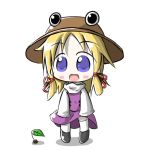  blonde_hair blue_eyes chibi hat moriya_suwako ribbon short_hair touhou 