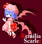  blue_hair character_name fang hat hat_ribbon karaagetarou remilia_scarlet ribbon touhou wings 