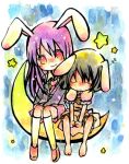  bad_id barefoot bunny_ears chibi inaba_tewi lowres minomushi_(artist) moon rabbit_ears reisen_udongein_inaba sleeping touhou 