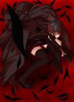  black_hair feathers highres ichiyuu karasuba katana long_hair red_eyes sekirei sword weapon 