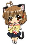  antenna_hair brown_eyes brown_hair cat_ears cat_tail chibi clannad furukawa_nagisa inarii school_uniform short_hair tail 