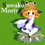  character_name hat karaagetarou moriya_suwako short_hair sitting touhou 