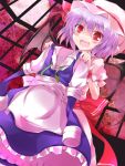  bat_wings blue_hair clothes clothes_in_front fang hat hoshikuzu maid red_eyes remilia_scarlet ribbon short_hair touhou wings 