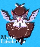  character_name happy hat karaagetarou mystia_lorelei purple_hair touhou winged_shoes wings 