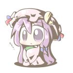  aoblue book chibi crescent hat long_hair lowres patchouli_knowledge purple_eyes purple_hair solo touhou very_long_hair violet_eyes 