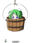  blue_eyes bucket chibi flower girl_in_bucket green_hair in_bucket in_container kisume short_hair sweatdrop touhou 