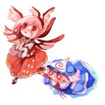  chibi eating hat mystia_lorelei pink_hair red_eyes ruto_(petatann) saigyouji_yuyuko short_hair touhou wings 