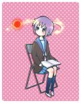  book cardigan chair koizumi_itsuki moffunnyo nagato_yuki school_uniform short_hair silver_hair suzumiya_haruhi_no_yuuutsu 