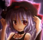  alternate_costume artist_request choker fang hat lavender_hair lowres open_mouth red_eyes remilia_scarlet ribbon smile touhou 